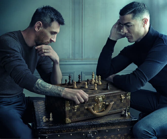 Football icons Ronaldo and Messi star in Louis Vuitton's latest Campaign -  The Glass Magazine